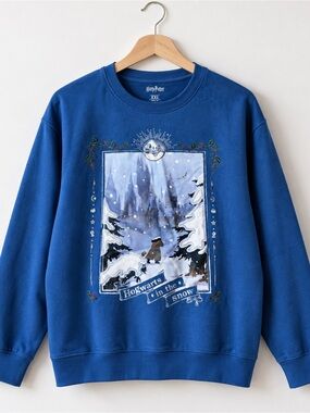 Warner Bros. Blue Hogwarts Winter Graphic Crewneck Sweatshirt